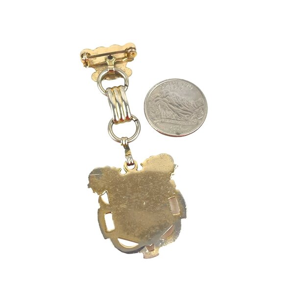 Vintage Via Crucis Via Lucis Red Blue Enamel Gold Tone Catholic Brooch Pin Vinta - Picture 6 of 7